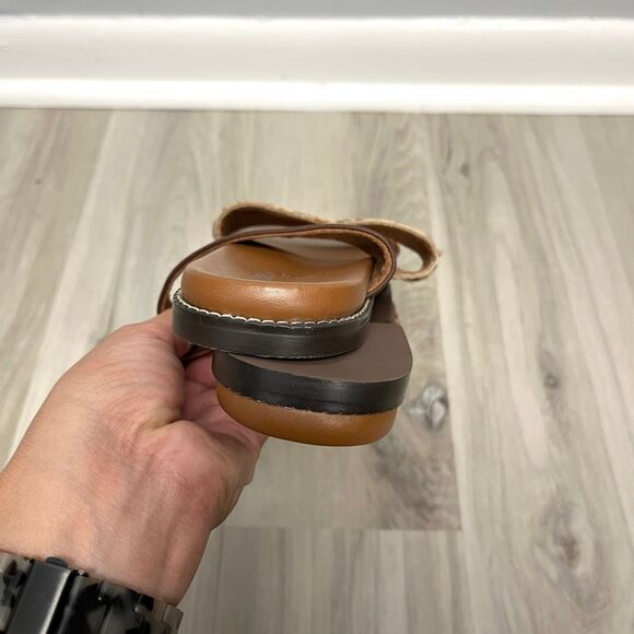 Naturalizer Sandals Women’s 7 Kellie Brown Leather Leopard Calf Hair Slide New - Picture 4 of 7